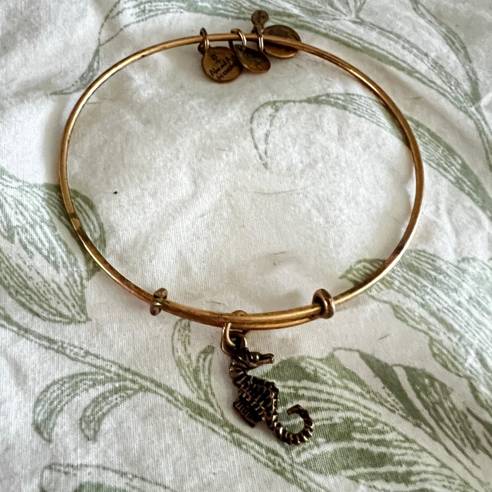 Alex and Ani Seahorse Gold Charm Bangle